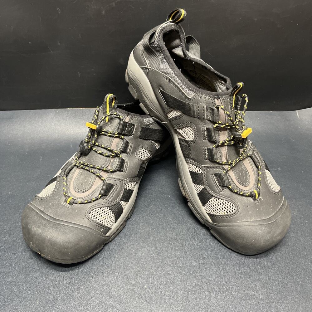 KEEN Turia Water Shoes Mens 14 Black Gray Mesh Bungee Closed Toe Sandals